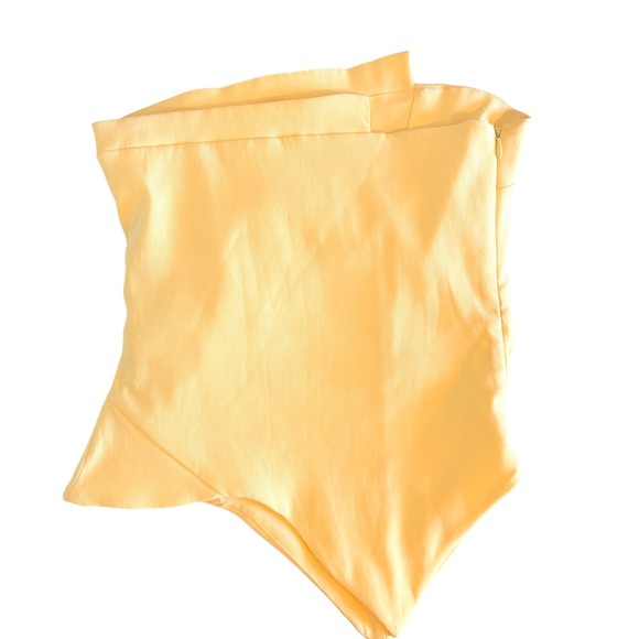 Zara Womens Yellow Asymmetric Strapless Ruched Corset Top Side Zip Size S 306/S - Picture 2 of 7